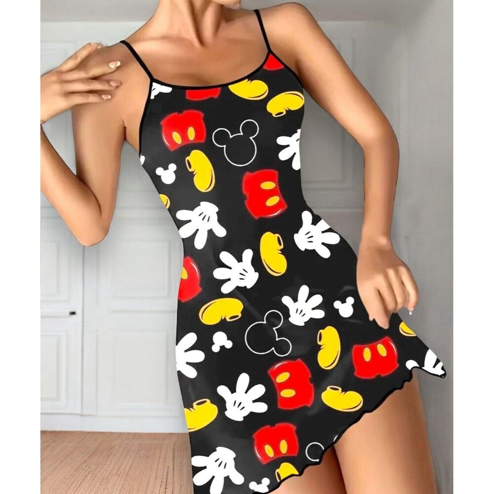 Disney Mickey Mouse Head Pants Shoes Night Sleep Shirt Dress Pajamas L NWT New